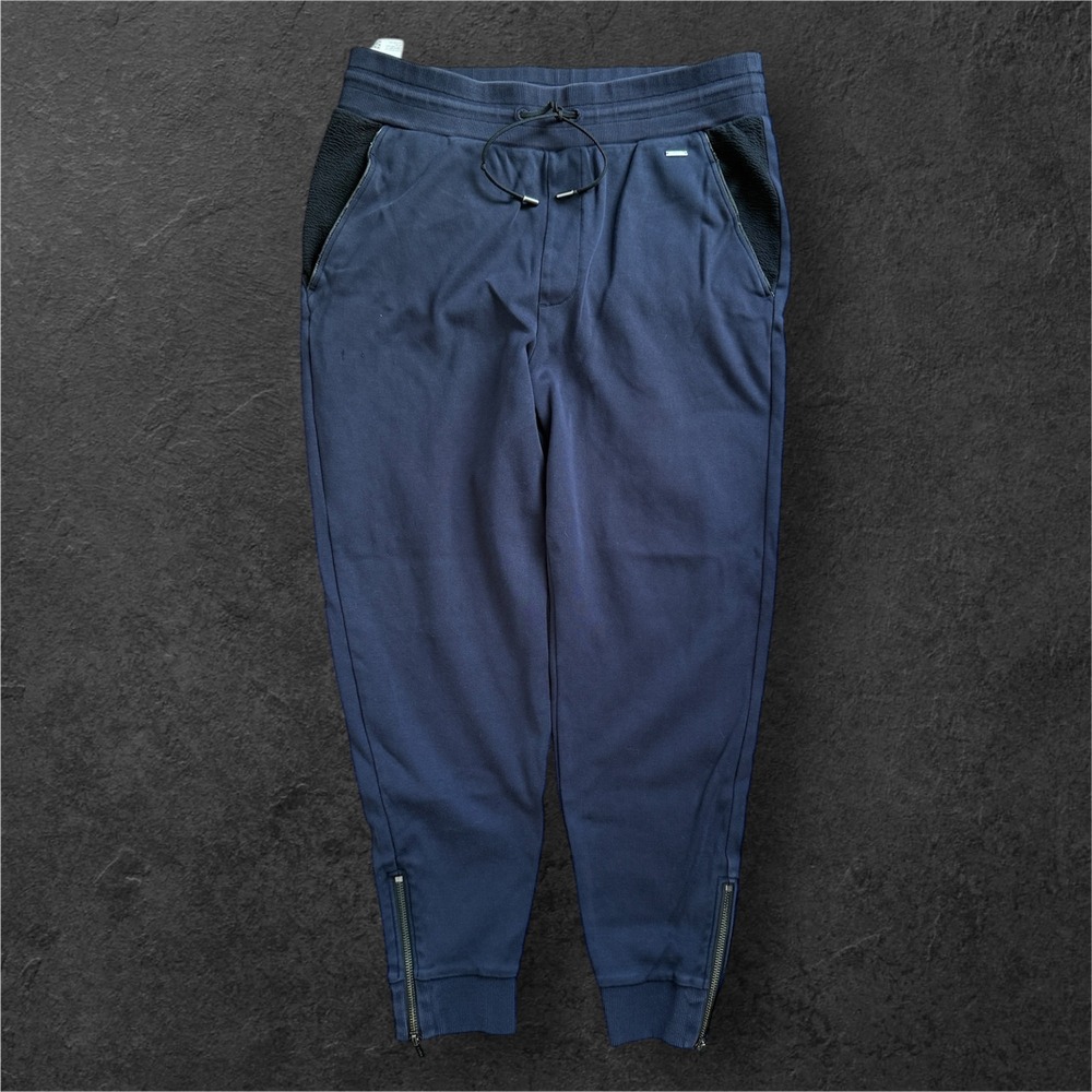 HUGO BOSS Men Medium Navy Blue Jogger Sweatpants Zipped Ankle Pockets Drawstring